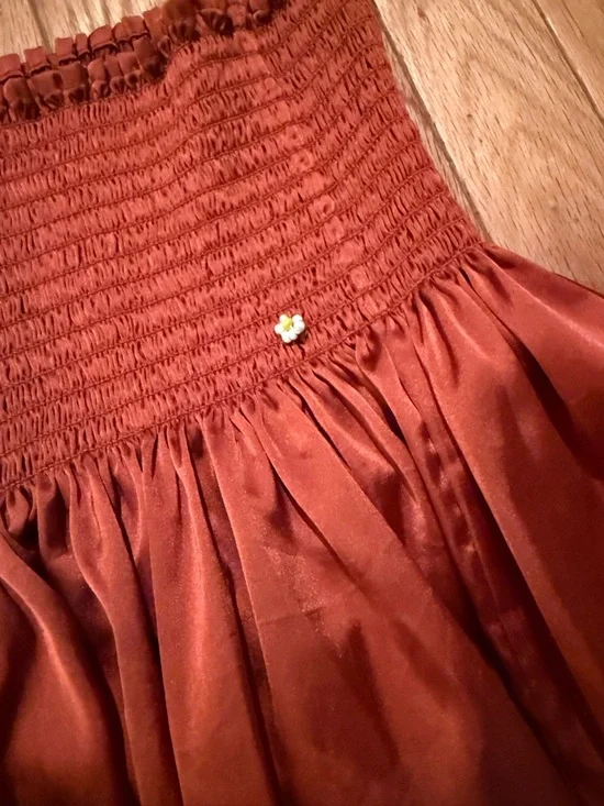 NATURAL LIFE Rust Orange Smocked Shorts with Stretch Waist - Picture 3 of 7